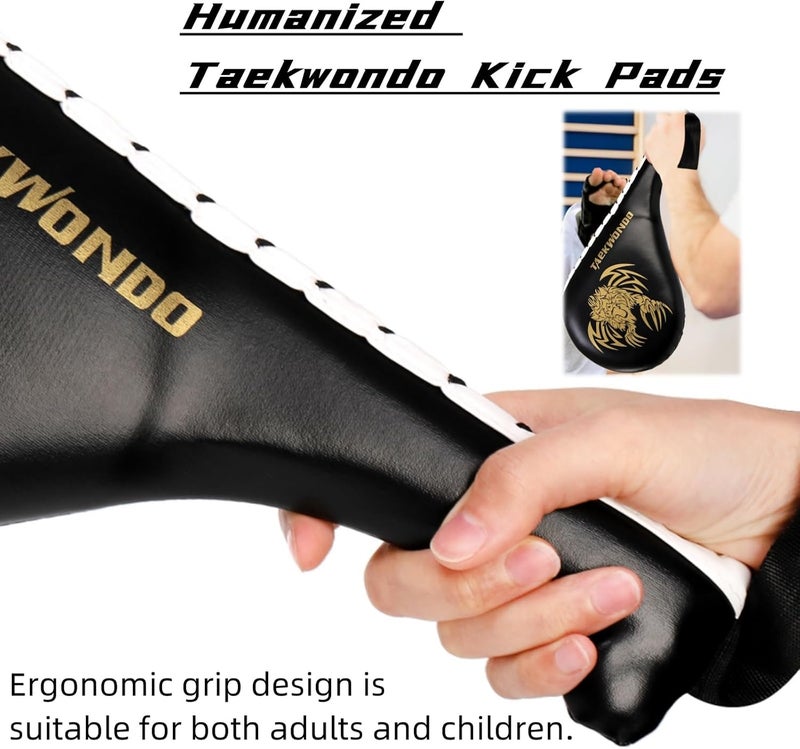 Tlence 2 Pack Taekwondo Kick Pads, 15 x 7.5 x 2 inch Double Kicking Target Paddles, PU Leather Martial Arts Training Pad, TKD Strike Kickboxing Punching Sparring Equipment for Youth Adult - Image 4